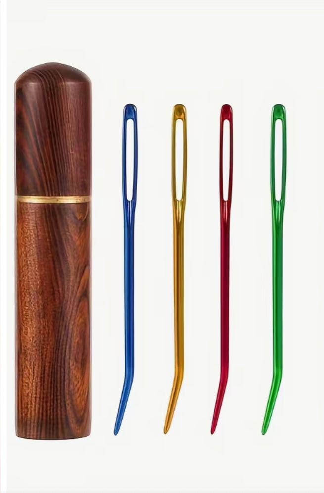 Artisan Wood Storage Case Yarn Needle Set