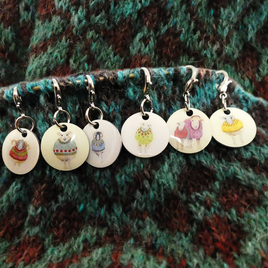 Sheep In Sweaters Crochet Stitch Markers (Set of 6)