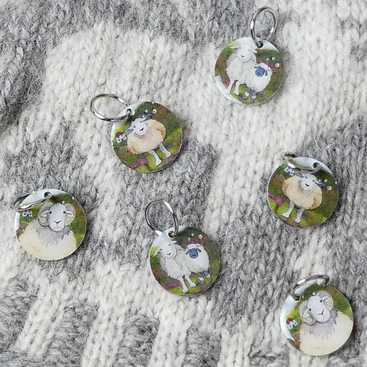 Felted Sheep Stitch Markers (Set of 6)