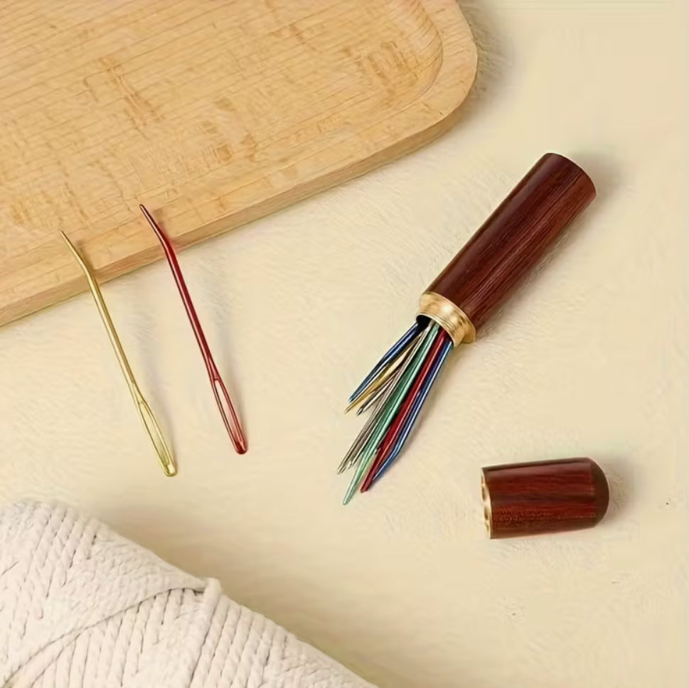 Artisan Wood Storage Case Yarn Needle Set