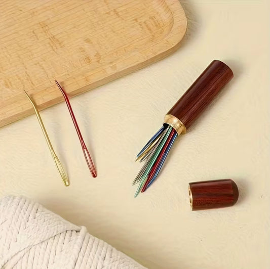 Artisan Wood Storage Case Yarn Needle Set